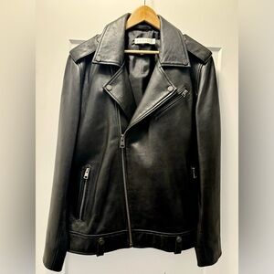 Never worn, DANIER black buttery lamb leather jacket with clasped lapels